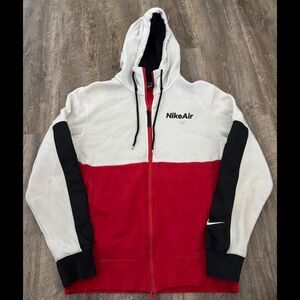 Nike Air red and white zip up hoodie